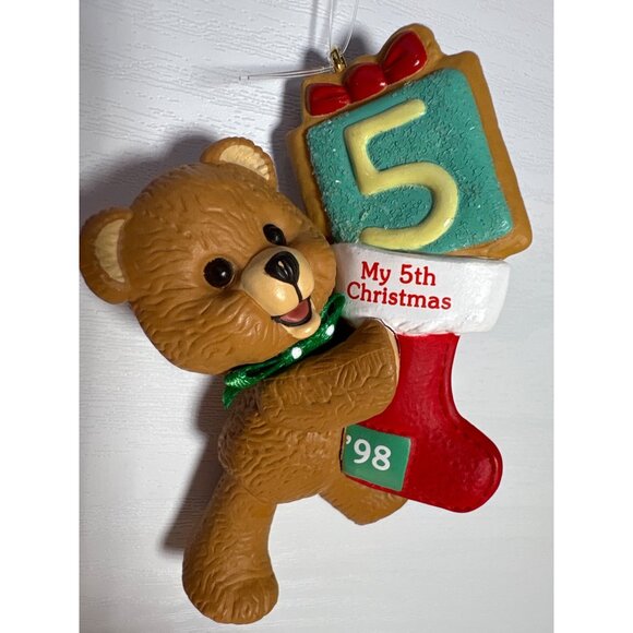 Hallmark My 5th Christmas Ornament Bear With Stocking Keepsake Collectible 1998 - Picture 2 of 4